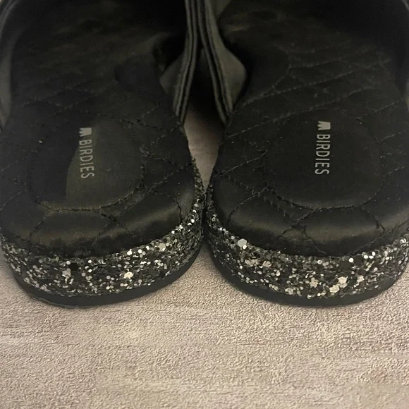 Birdies Swan Jeweled Gunmetal - Black Sparkle Embellished Mules- Size 10- - Picture 6 of 10